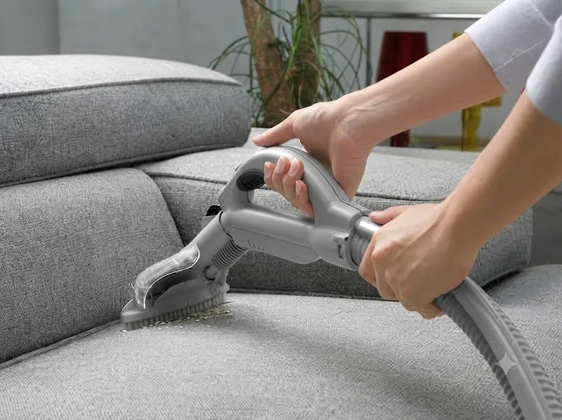Quy trình làm sạch sofa nên bắt đầu từ hút bụi, xử lý vết bẩn đến làm khô để bảo vệ bề mặt vải.